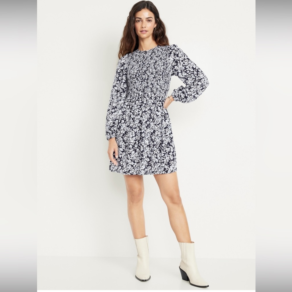 NWT Old Navy High Neck Smocked Fit and Flare Dress
